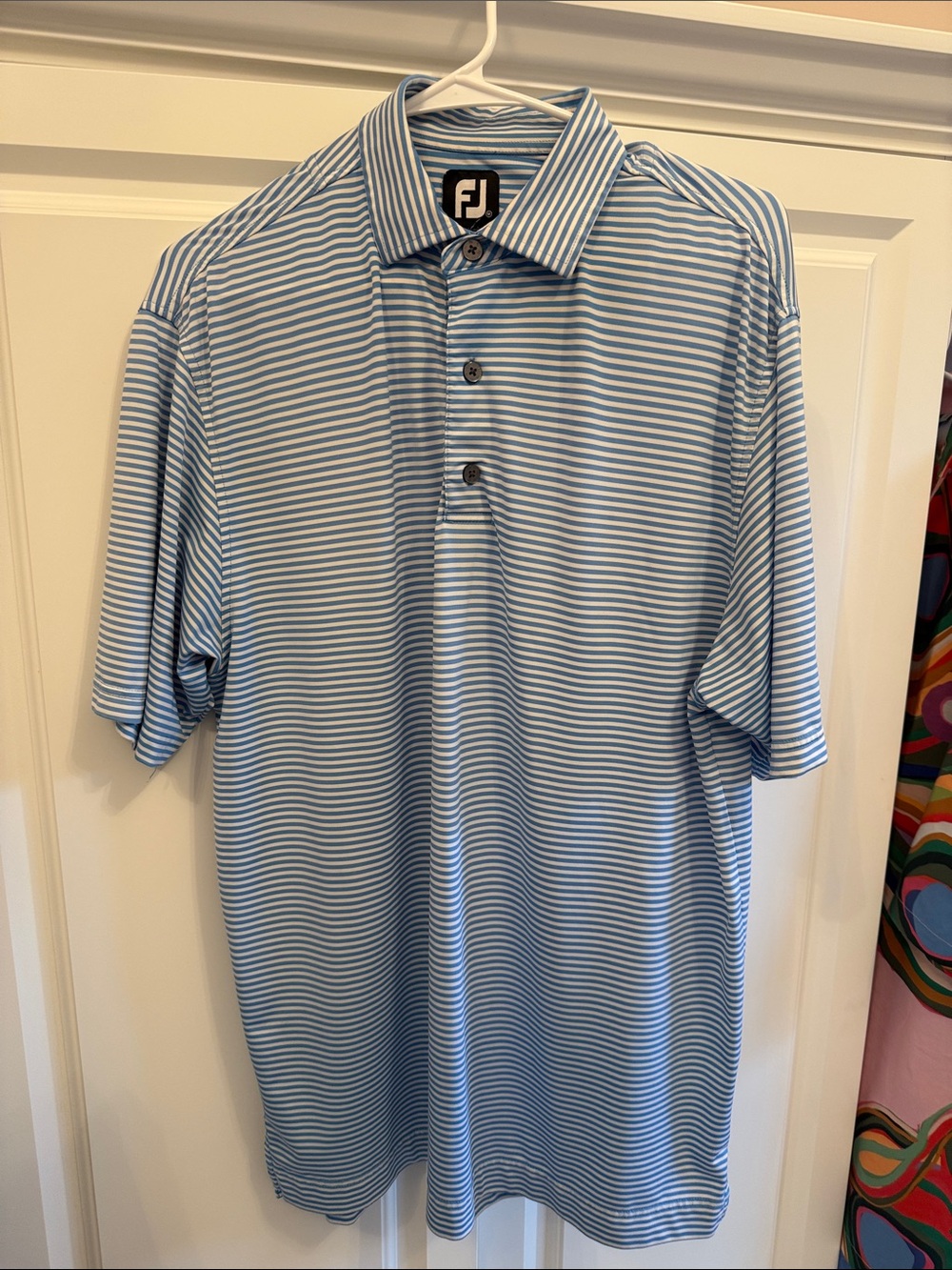 FootJoy Blue and White Striped Golf Polo